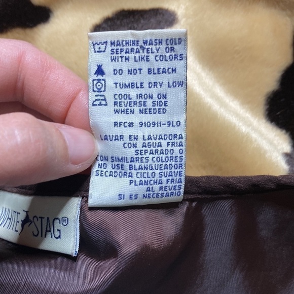 Vintage White Stag Brown Tan Cow Print Zip Vest Size XL - Picture 4 of 5